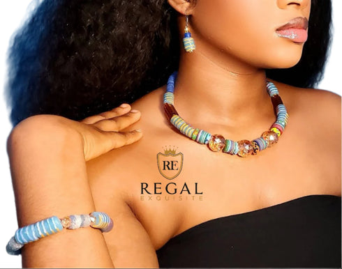 Sankofa African Bead Necklace, Bracelet & Earrings