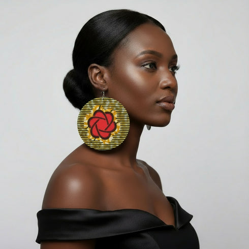 Jei-No Circular Chic Ankara Print Earrings