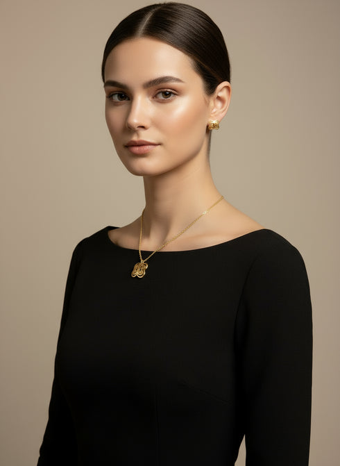 ASAASE YE DURU Adinkra Necklace and Stud Earrings Set – African Stainless Steel Jewelry for Women