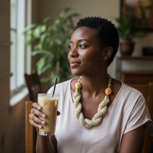 Lumina handmade elegance woven seed bead necklace earring set
