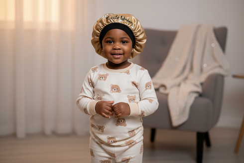 LITTLE QUEEN BLACKWATER African KIDS Handmade KIDS Silk Bonnet With Little Queen Band Design