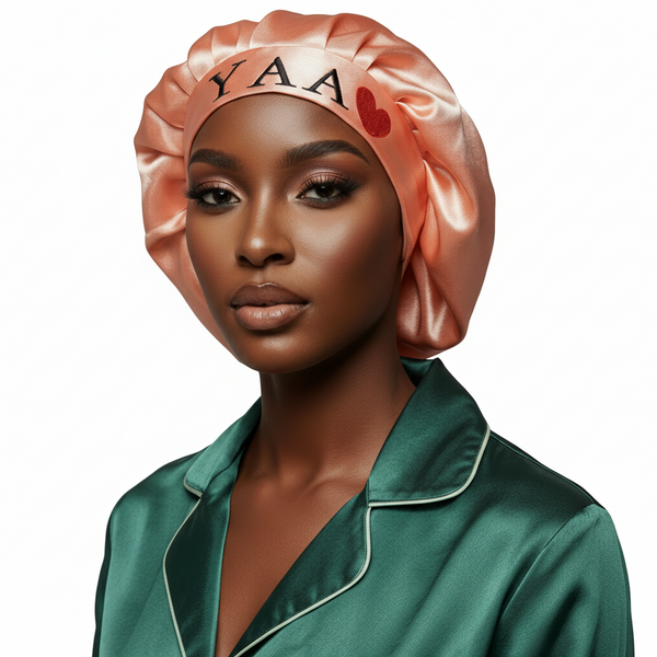 NAWOTWE YAA Days of the Week African Names Satin Bonnet Hair Accessory with Adjustable Tie Back - Thursday