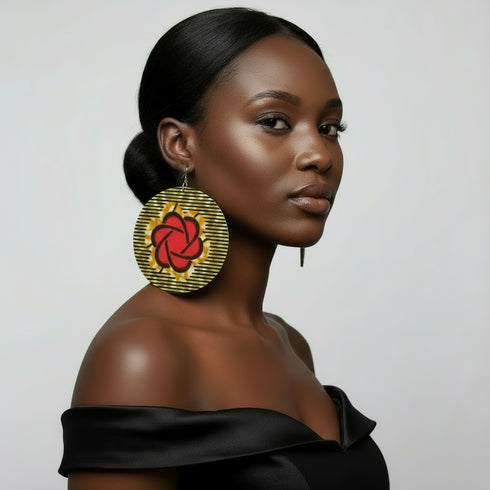 Jei-No Circular Chic Ankara Print Earrings