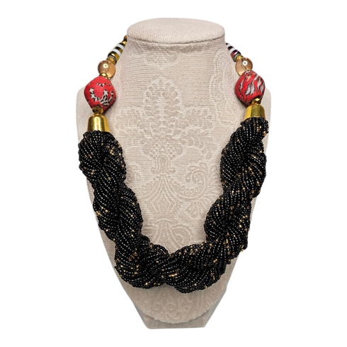 Lumina handmade elegance woven seed bead necklace earring set