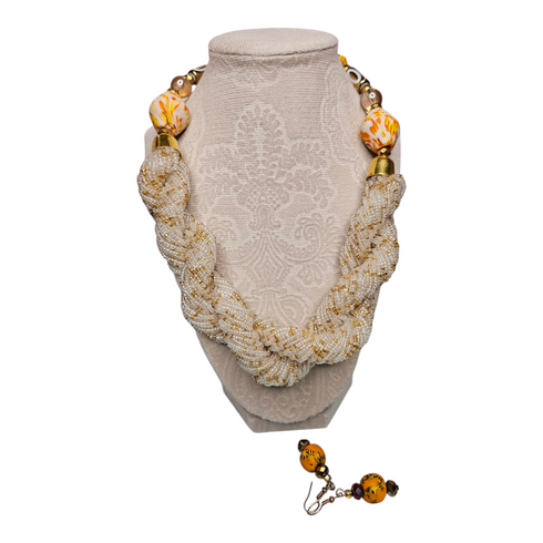 Lumina handmade elegance woven seed bead necklace earring set