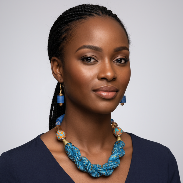 Azura handmade elegance woven seed bead necklace earring set