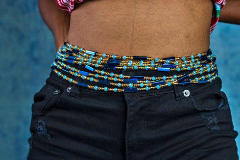 Nsroma Blue Instincts Waist Beads - Ahyenie 50 inch