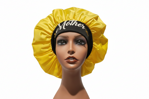 MOTHER BLACKWATER African Woman Handmade Silk Bonnet With Mother Band Design