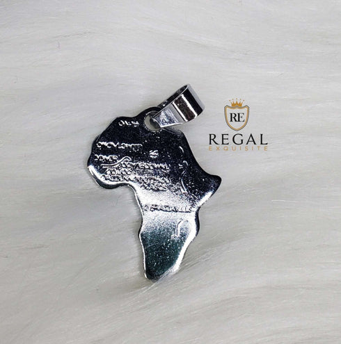 silver african map pendant
