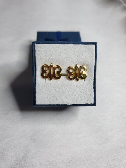 Adinkra Ghanaian Tradition Stud Gold Earrings