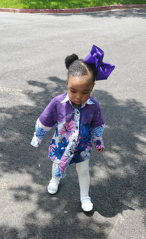 ADUBEA Kids African Print Ankara Midi Shirt Dress