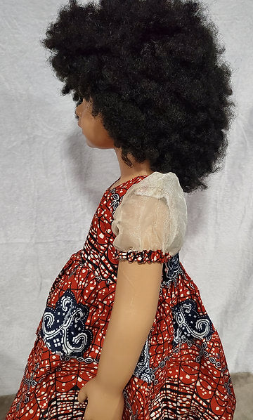 Aaliyah Ankara African Print Baby Girl Dress with Sheer Puff Sleeves – Handmade