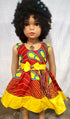 Nia Ankara African Print Baby Girl Dress with Yellow Bow – Handmade