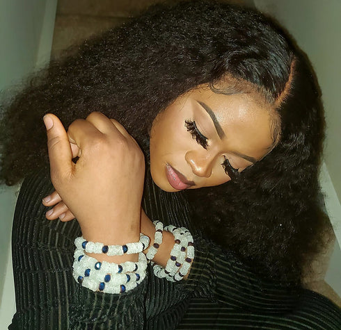 Imani Crystal Frost and Amethyst Bead Bracelet Only Set - blue