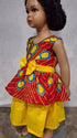 Nia Ankara African Print Baby Girl Dress with Yellow Bow – Handmade