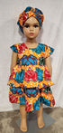 Nyame-Dei Two Sister Butterfly sleeve African Print Girl Dress.
