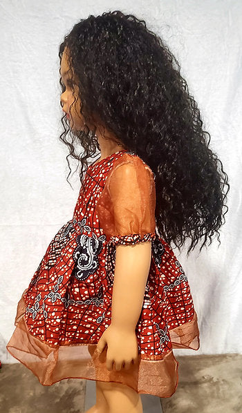 Aaliyah Ankara African Print Baby Girl Dress with Sheer Puff Sleeves – Handmade