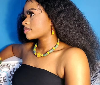 Serwa Akoto African Bead Necklace, Bracelet & Earrings Set