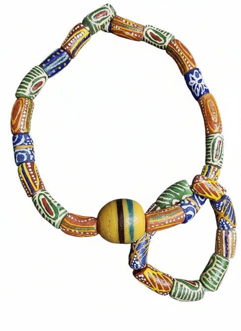 Nii Unisex African bead necklace and bracelet set