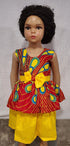 Nia Ankara African Print Baby Girl Dress with Yellow Bow – Handmade
