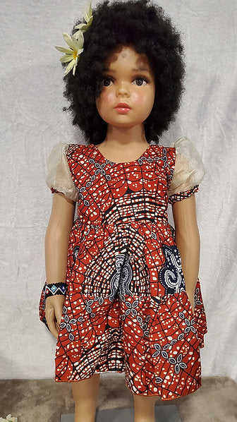 Aaliyah Ankara African Print Baby Girl Dress with Sheer Puff Sleeves – Handmade
