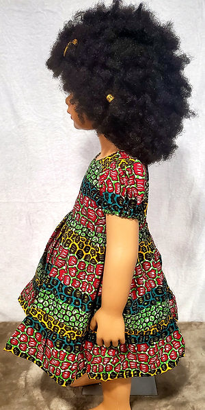 Nhyi-na Ballon sleeve African Print Girl Dress