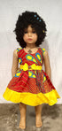 Nia Ankara African Print Baby Girl Dress with Yellow Bow – Handmade