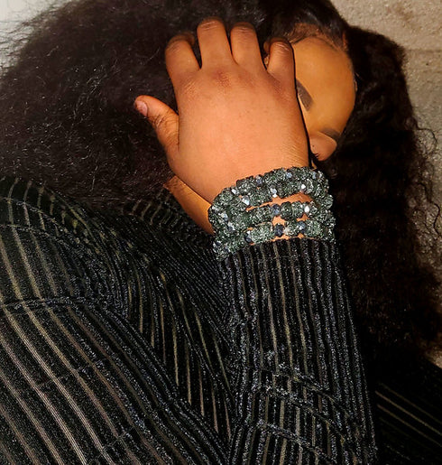 Amina Crystal Frost and Amethyst Bead Bracelet only Set