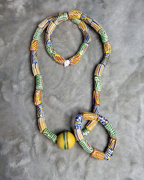 Osebo Unisex African bead necklace and bracelet set