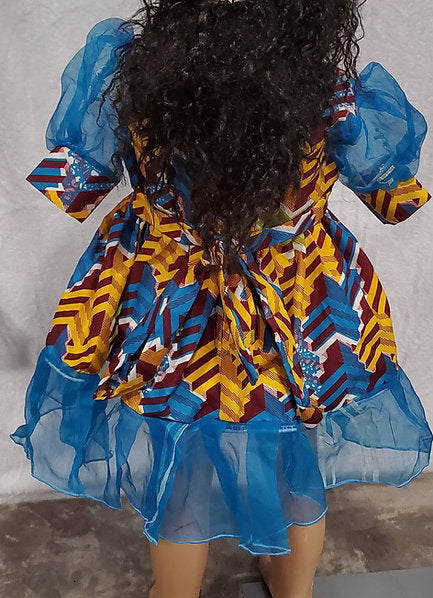 Rohana Bubble sleeve African Print Girl Dress