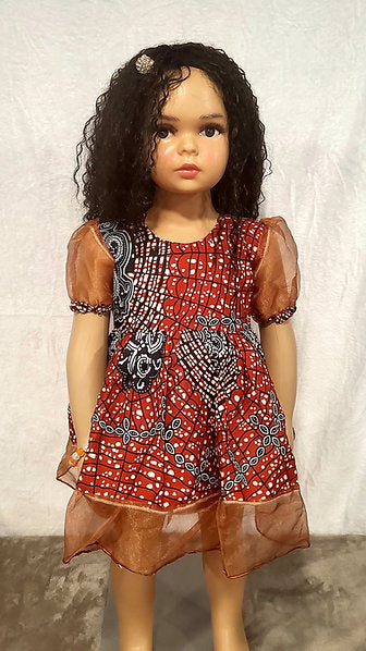Aaliyah Ankara African Print Baby Girl Dress with Sheer Puff Sleeves – Handmade