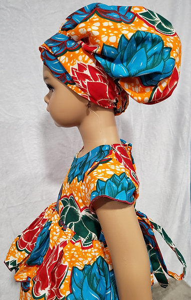 Nyame-Dei Two Sister Butterfly sleeve African Print Girl Dress.