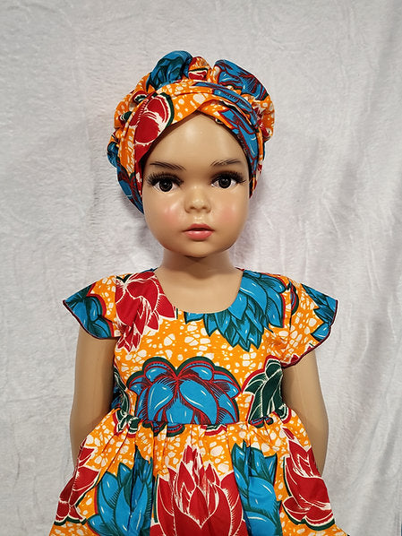 Butterfly sleeve Cut and Attach African Print Girl Dress