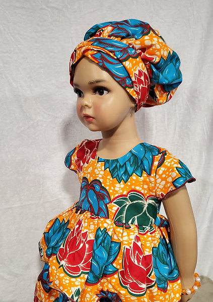Nyame-Dei Two Sister Butterfly sleeve African Print Girl Dress.