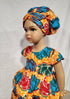 Nyame-Dei Two Sister Butterfly sleeve African Print Girl Dress.