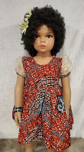 Aaliyah Ankara African Print Baby Girl Dress with Sheer Puff Sleeves – Handmade