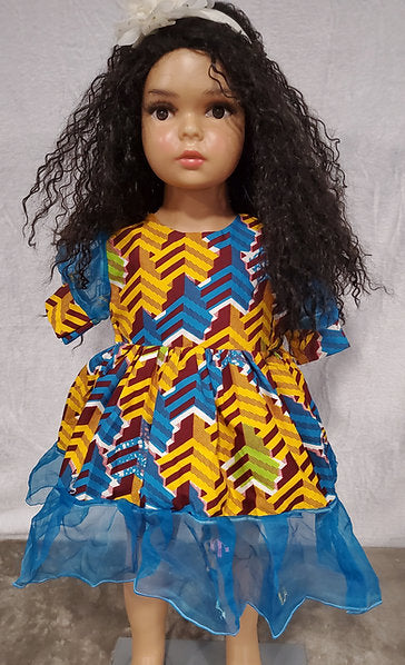 Rohana Bubble sleeve African Print Girl Dress