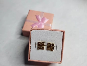 Ghanaian Adinkra Tradition Stud Gold Earrings
