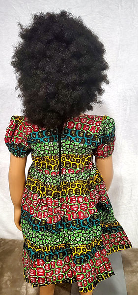 Nhyi-na Ballon sleeve African Print Girl Dress