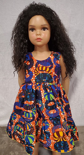 Ah'A Sleeveless Cut & Attach African Print Girl Dress