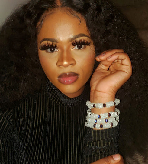 Imani Crystal Frost and Amethyst Bead Bracelet Only Set - Purple