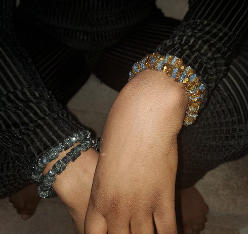 Amina Crystal Frost and Amethyst Bead Bracelet Only Set