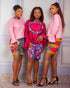 AGYEIWAA African Print 2-Piece Set – High-Waisted Ankara Shorts & Paradise Silk Blouse