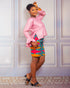 AGYEIWAA African Print 2-Piece Set – High-Waisted Ankara Shorts & Paradise Silk Blouse