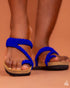 JOHARI Woven African Leather Women Sandals with Wooden Sole Base
