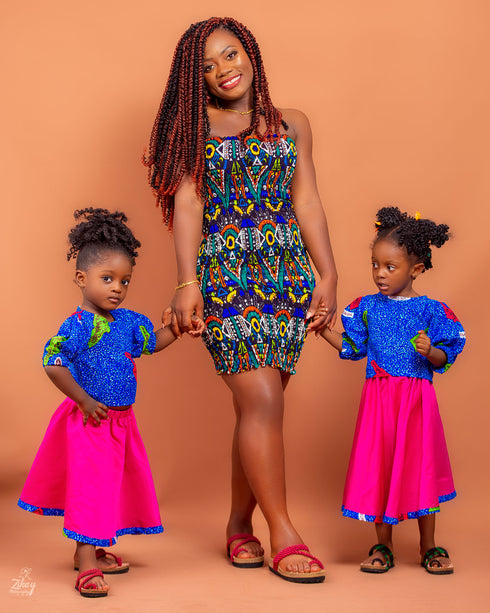 FREMA Silk Skirt and Ankara Top 2 Piece