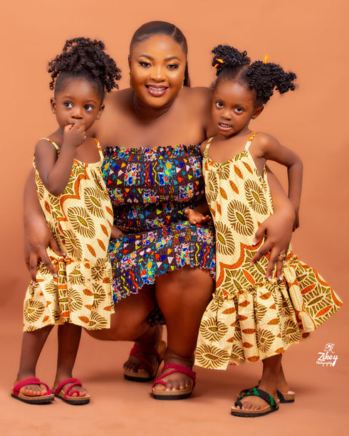 GOLDIER Girls African Print Flare Midi Dress – Sleeveless Style