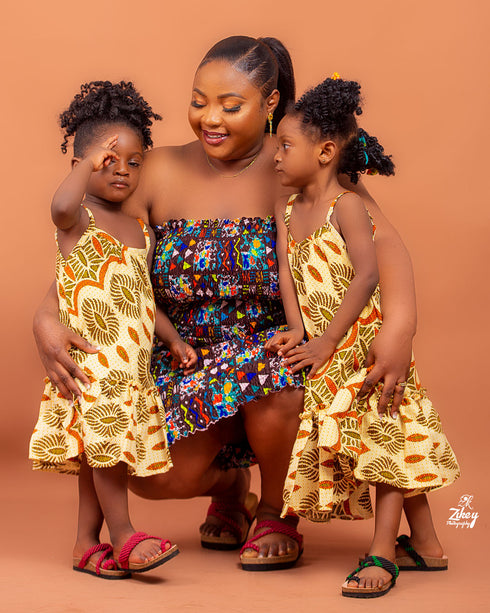 JOHARI African Kids Leather Sandals with Wooden Sole Base