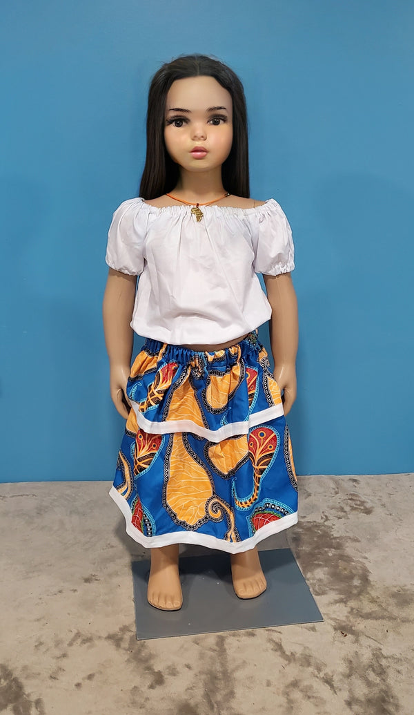 BAABY Ankara Kids Double Layer Flare Skirt and Top Set