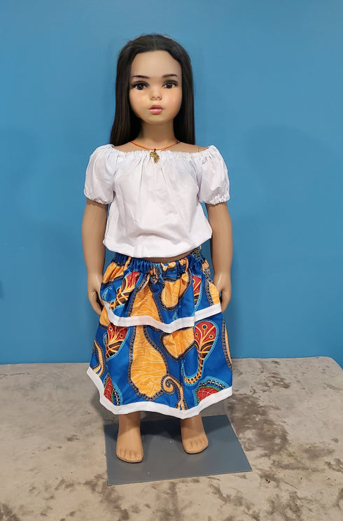 BAABY Ankara Kids Double Layer Flare Skirt and Top Set
